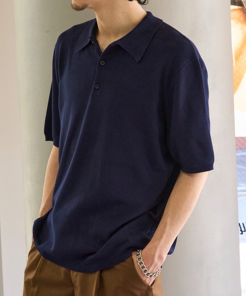 セール】【SETUP7】High gauge Knit Polo ハイゲージニットポロシャツ