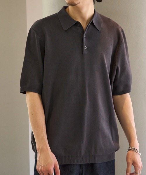 セール】【SETUP7】High gauge Knit Polo ハイゲージニットポロシャツ