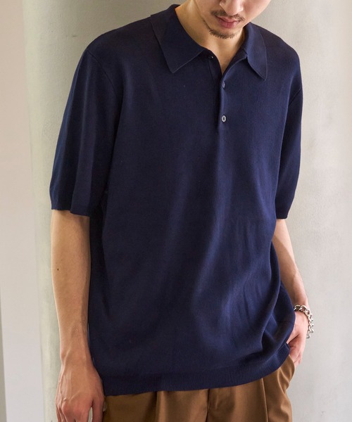 セール】【SETUP7】High gauge Knit Polo ハイゲージニットポロシャツ