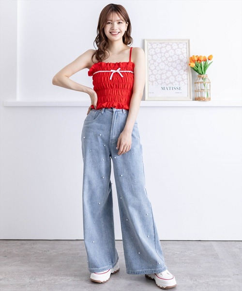 clear（クリア）の「パールワイドデニムパンツ≪2024AW新作≫（デニムパンツ・レディース・ライトブルー・M/S）」の10枚目の写真