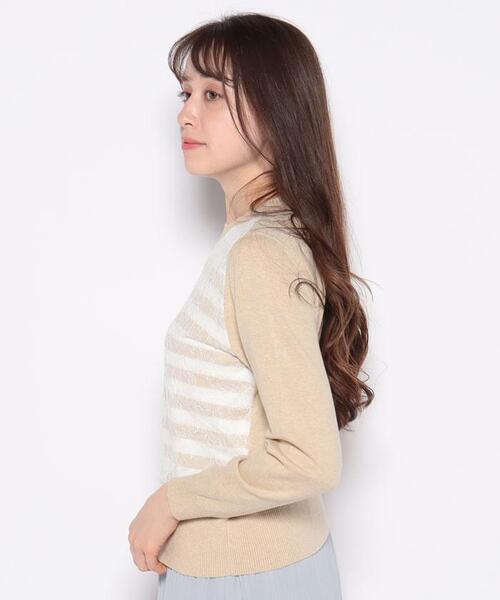 Leilian(レリアン)の「ボーダー×レース長袖ニット(ニット/セーター・レディース・Beige・11/9/7)」の2枚目の写真