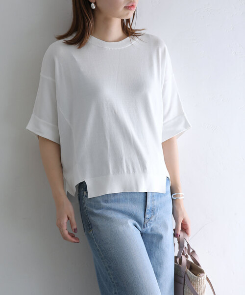 La TOTALITE（ラトータリテ）の「ドルマンスリーブプルオーバー（ニット/セーター・レディース・ブラック/ホワイト/ブルー・FREE）」の13枚目の写真