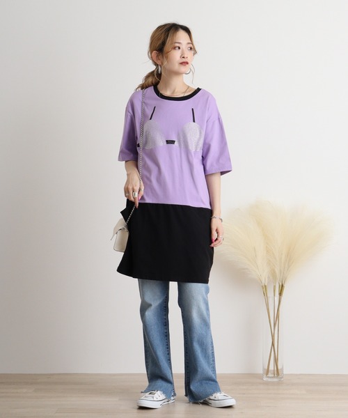 FUNALIVE（ファンアライブ）の「AveAngelina ビキニ型クリスタル切替ワンピTシャツ（ワンピース・レディース・ホワイト/ラベンダー・FREE）」の21枚目の写真
