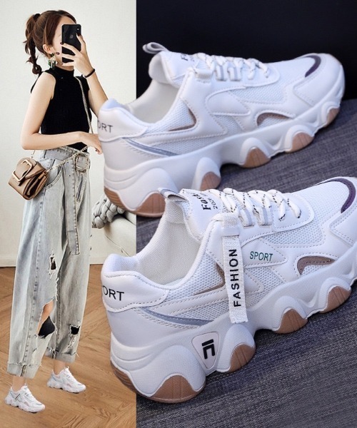 Per sist ence(パーシエンス)の「デザインソール厚底スニーカー(スニーカー・レディース・ブラック/アイボリー・MEDIUM/LARGE)」の6枚目の写真