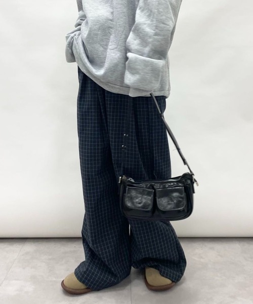 【Chloe】 High-riseカシミヤアンドウールワイドレッグパンツ Chloé デニム製ワイドレッグジーンズ の青色 CHC24ADP02150402