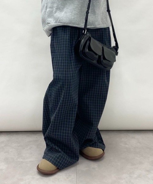 チェックワイドレッグパンツ（その他パンツ）｜Vipoa（ヴィポア）の