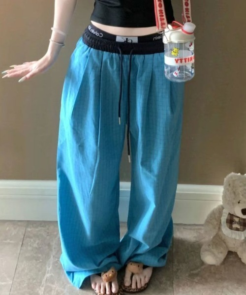 Vipoa（ヴィポア）の「チェックワイドレッグパンツ（その他パンツ・レディース・ブルー/ネイビー・FREE）」の14枚目の写真
