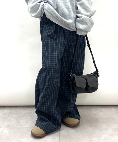 セール】チェックワイドレッグパンツ（その他パンツ）｜Vipoa
