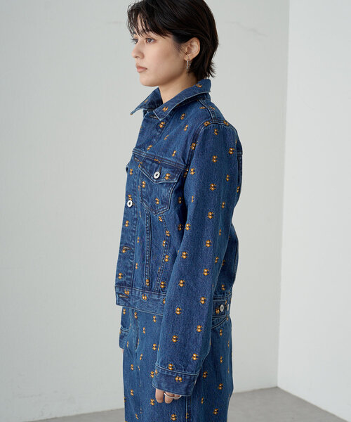 Loungedress 刺繍デニムジャケット パル PAL 【Loungedress】花柄刺繍デニムジャケット （black
