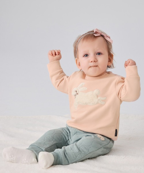 combimini（コンビミニ）の「あったかひょうたんキルトラップパンツ（その他パンツ・キッズ・スモークピンク/ブルーグレー・80/70）」の3枚目の写真