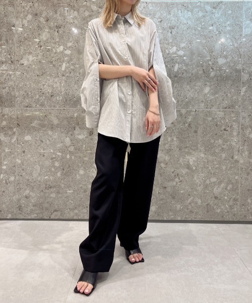 LE CIEL BLEU - IRENE アイレネ ストライププルオーバーシャツ 送込み ルシェル LE CIEL BLEU（ルシェルブルー）の「Square Lace Top（シャツ