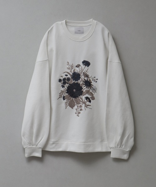 welise（ウェライズ）の「【welise/ウェライズ】HQヘビーウェイトスウェット モードフラワーエンブロイド オーバーサイズプルオーバー（スウェット・メンズ・ブラック系その他2/グレー系その他/ホワイト系その他2/ブラック系その他/ブラック系その他3/ホワイト系その他/ブラック系その他4/グレー系その他2・S/M/L）」の2枚目の写真