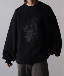 welise | 【welise/ウェライズ】HQヘビーウェイト裏起毛 モードフラワーエンブロイド オーバーサイズスウェット(スウェット)