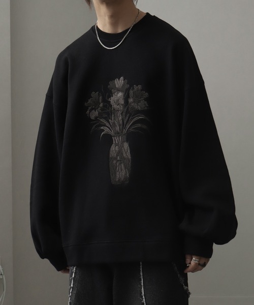 welise（ウェライズ）の「【welise/ウェライズ】HQヘビーウェイトスウェット モードフラワーエンブロイド オーバーサイズプルオーバー（スウェット・メンズ・ブラック系その他2/グレー系その他/ホワイト系その他2/ブラック系その他/ブラック系その他3/ホワイト系その他/ブラック系その他4/グレー系その他2・S/M/L）」の6枚目の写真