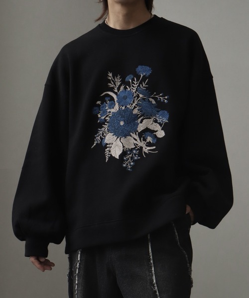 welise（ウェライズ）の「【welise/ウェライズ】HQヘビーウェイトスウェット モードフラワーエンブロイド オーバーサイズプルオーバー（スウェット・メンズ・ブラック系その他2/グレー系その他/ホワイト系その他2/ブラック系その他/ブラック系その他3/ホワイト系その他/ブラック系その他4/グレー系その他2・S/M/L）」の11枚目の写真