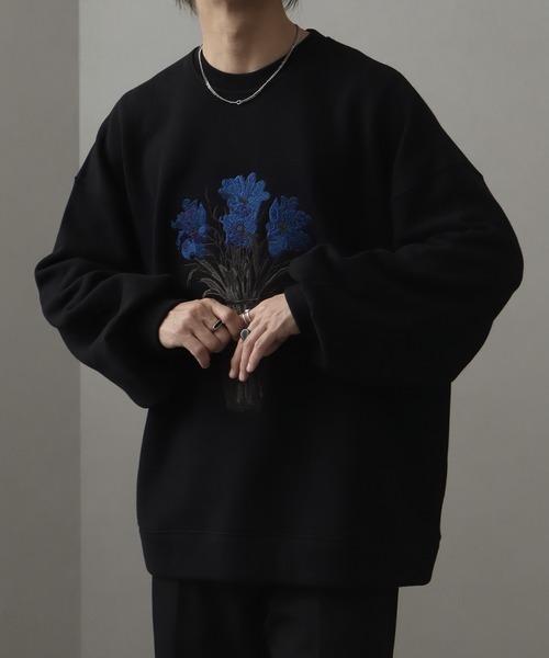 welise（ウェライズ）の「【welise/ウェライズ】HQヘビーウェイトスウェット モードフラワーエンブロイド オーバーサイズプルオーバー（スウェット・メンズ・ブラック系その他2/グレー系その他/ホワイト系その他2/ブラック系その他/ブラック系その他3/ホワイト系その他/ブラック系その他4/グレー系その他2・S/M/L）」の19枚目の写真