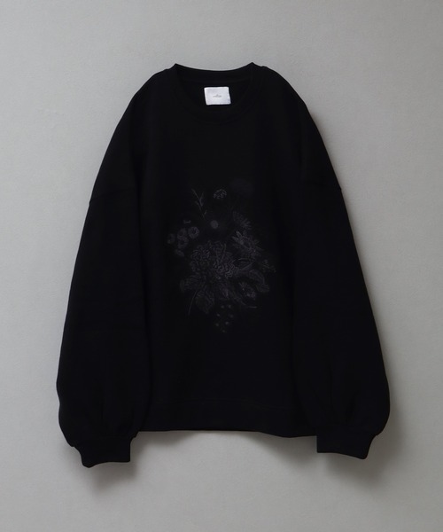CIVARIZE ヘビーウェイト切り替えデザインプルオーバースウェット ブラック welise/ウェライズ】HQヘビーウェイトスウェット モードフラワー