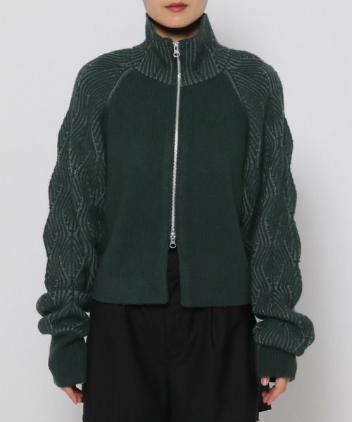HARE（ハレ）の「ハイショクジップニットカーディガン(HARE)（カーディガン/ボレロ・レディース・グリーン/ブラック・FREE）」の11枚目の写真