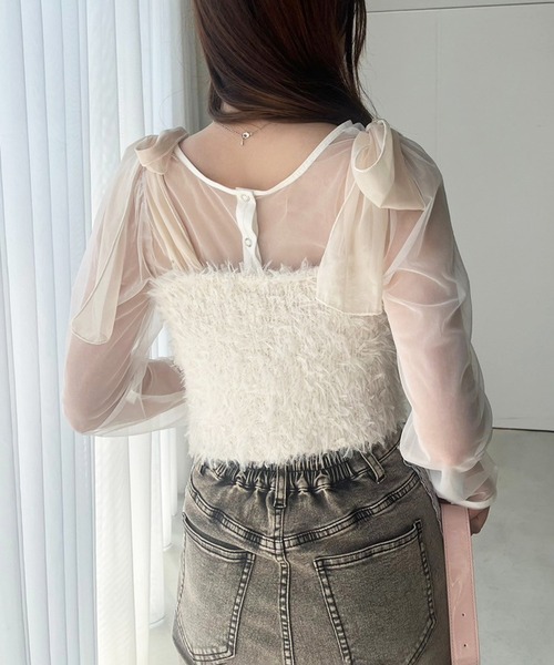 one after another NICE CLAUP（ワンアフターアナザーナイスクラップ）の「【2点セット】シアートップス+ミニキャミワンピース（ワンピース・レディース・ホワイト×ブラック/ブラウン系その他/アイボリー系・FREE）」の20枚目の写真