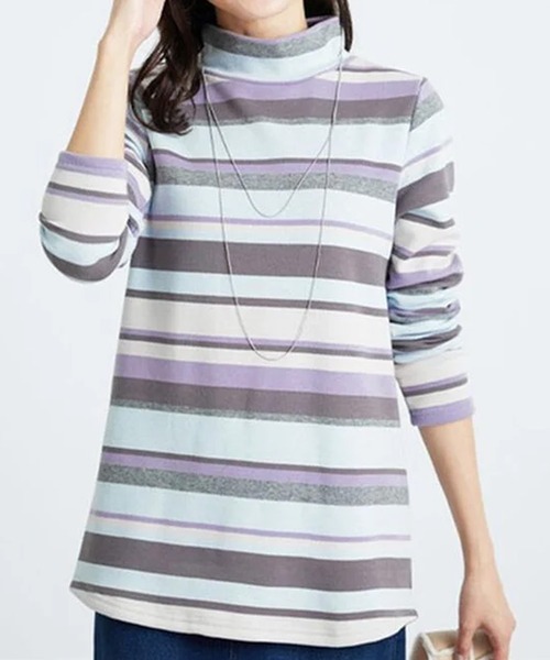 BELLUNA PLUS（ベルーナ）の「ふわふわ裏ファーハイネックプルオーバー（Tシャツ/カットソー・レディース・ブラック系/グリーン系/ピンク系/サックスブルー系・LARGE/MEDIUM/X-LARGE）」の9枚目の写真