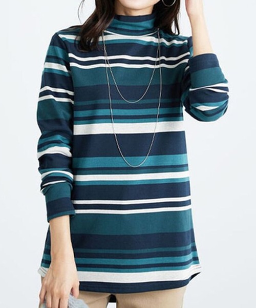 BELLUNA PLUS（ベルーナ）の「ふわふわ裏ファーハイネックプルオーバー（Tシャツ/カットソー・レディース・ブラック系/グリーン系/ピンク系/サックスブルー系・LARGE/MEDIUM/X-LARGE）」の7枚目の写真