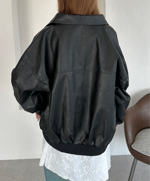 kutir（クティール）の「ヴィンテージライクオーバーサイズポケットブルゾン（ブルゾン・レディース・ブラック/ダークブラウン・FREE）」の6枚目の写真