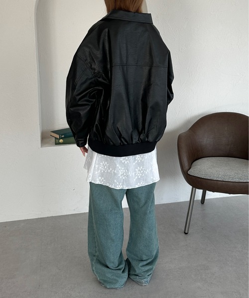 kutir（クティール）の「ヴィンテージライクオーバーサイズポケットブルゾン（ブルゾン・レディース・ブラック/ダークブラウン・FREE）」の10枚目の写真
