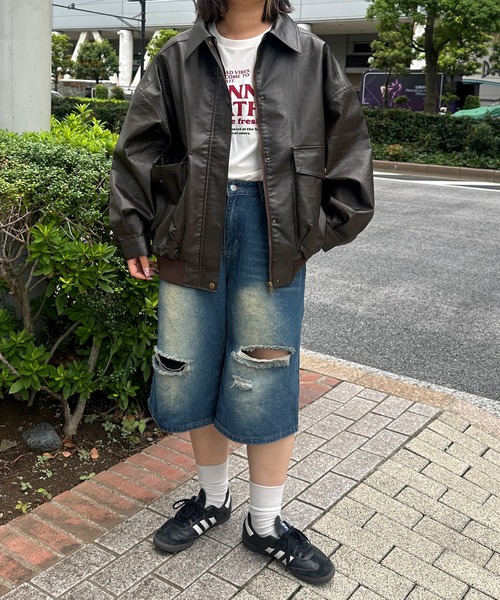 kutir（クティール）の「ヴィンテージライクオーバーサイズポケットブルゾン（ブルゾン・レディース・ブラック/ダークブラウン・FREE）」の15枚目の写真