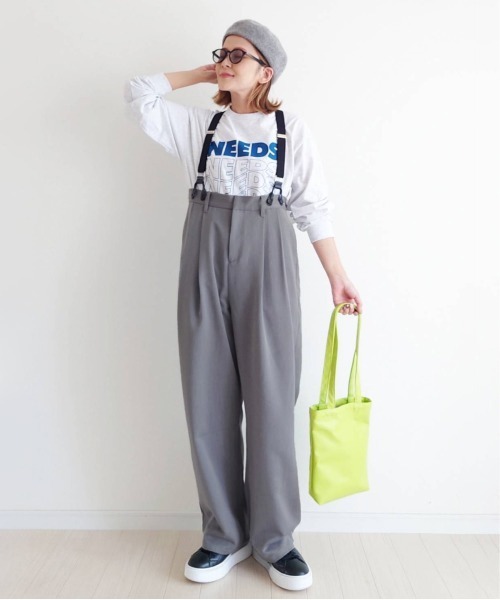 notch.（ノッチ）の「【notch.by yui】サスペンダーツキハイウェストパンツ（サロペット/オーバーオール・レディース・ブラック/グレー/ブラウン/ダークグレー・M/TM）」の2枚目の写真