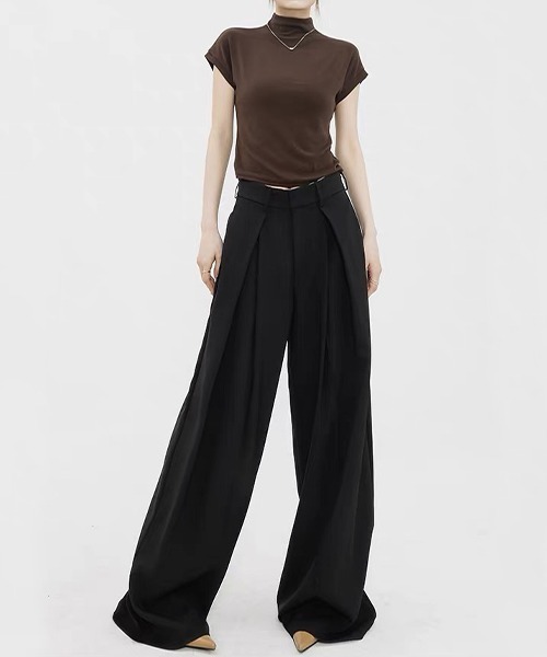 Chick（チック）の「Double Tuck Baggy Slacks / バギースラックス（スラックス・レディース・ブラック・FREE）」の5枚目の写真