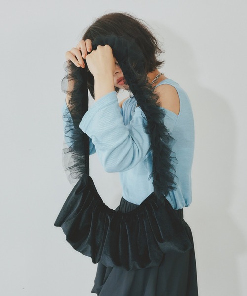 BARRETTA（バレッタ）の「チュールフリルショルダーバッグ（ショルダーバッグ・レディース・ブラック/グレー・FREE）」の14枚目の写真