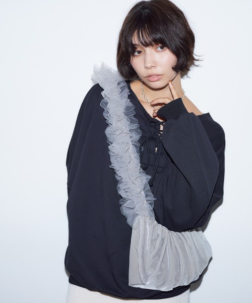 BARRETTA（バレッタ）の「チュールフリルショルダーバッグ（ショルダーバッグ・レディース・ブラック/グレー・FREE）」の4枚目の写真