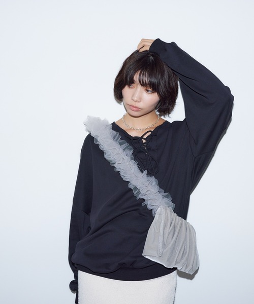 BARRETTA（バレッタ）の「チュールフリルショルダーバッグ（ショルダーバッグ・レディース・ブラック/グレー・FREE）」の5枚目の写真