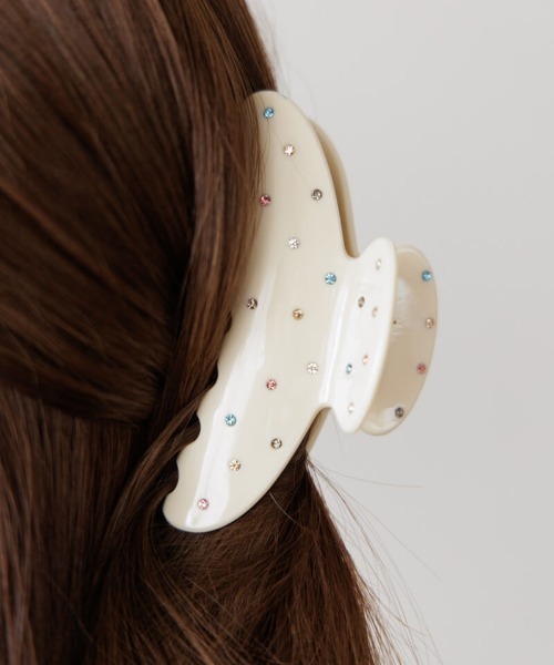 ビジュー装飾のヘアクリップ flower（ファッション） ヘアクリップ マリービジュークリップ