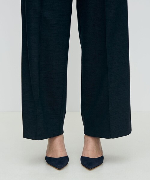 ポリエステルウールモクロディ センタープレスワイドパンツ