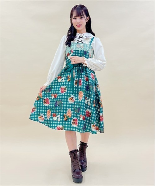 【セール】フリュイ・コンフィ柄ワンピース（ワンピース）｜axes femme POETIQUE（アクシーズファムポエティック）