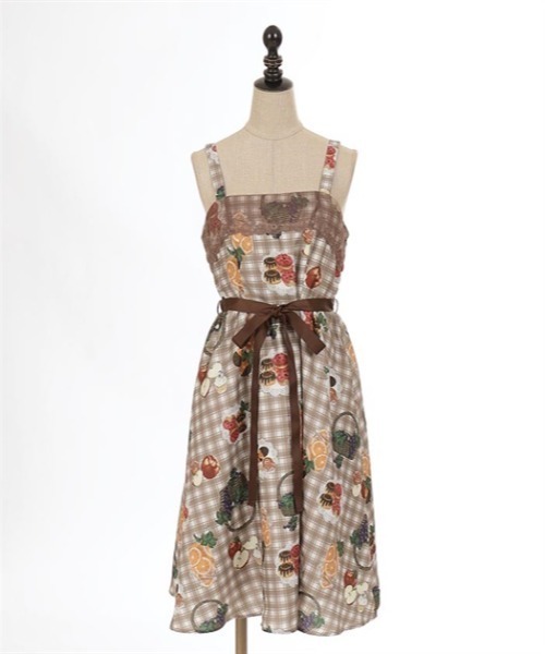 【セール】フリュイ・コンフィ柄ワンピース（ワンピース）｜axes femme POETIQUE（アクシーズファムポエティック）