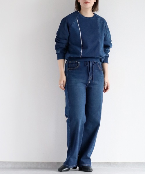 cepo（セポ）の「〈セットアップ可能〉リメイクデニムプルオーバースウェット（スウェット・レディース・ブルー系1/ブラック・M）」の17枚目の写真