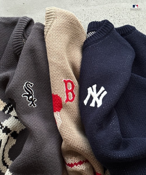 Perushu(ペルーシュ)の「Perushu × MLB コラボジャガードニット(ニット/セーター・メンズ・ネイビー/ベージュ/チャコールグレー・MEDIUM/LARGE)」の19枚目の写真