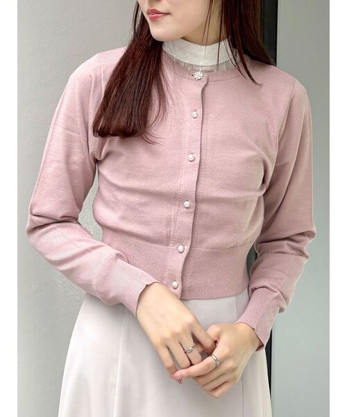 MERCURYDUO（マーキュリーデュオ）の「ビジューボタンニットカーディガン（カーディガン/ボレロ・レディース・オフホワイト/ライトブルー/ブラック/ピンク・FREE）」の5枚目の写真