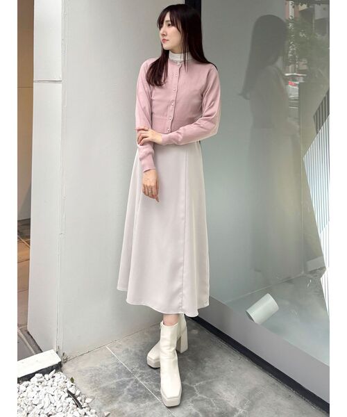 MERCURYDUO（マーキュリーデュオ）の「ビジューボタンニットカーディガン（カーディガン/ボレロ・レディース・オフホワイト/ライトブルー/ブラック/ピンク・FREE）」の8枚目の写真