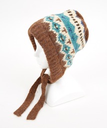 an meets zakka | an meets zakka 民族柄ニットフーディー帽子(ニットキャップ/ビーニー)