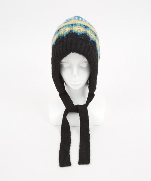 an meets zakka（アンミツザッカ）の「an meets zakka 民族柄ニットフーディー帽子（ニットキャップ/ビーニー・レディース・ブラウン/ブラック/グレー・ONESIZE）」の9枚目の写真