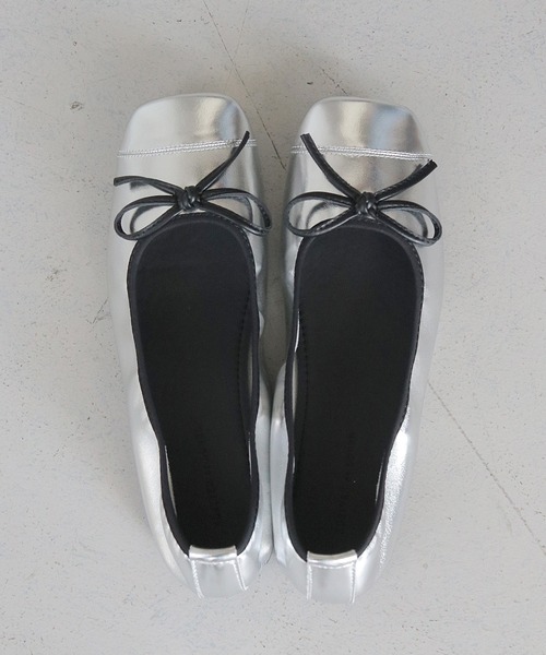 HER CLOSET（ハークローゼット）の「 【HER CLOSET】スクエアトゥソフトバレーパンプス SQUARE TOE SOFT BALLET PUMPS（パンプス・レディース・ブラック/シルバー・24/23/22/23.5）」の14枚目の写真