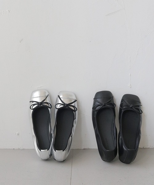 HER CLOSET（ハークローゼット）の「 【HER CLOSET】スクエアトゥソフトバレーパンプス SQUARE TOE SOFT BALLET PUMPS（パンプス・レディース・ブラック/シルバー・24/23/22/23.5）」の15枚目の写真