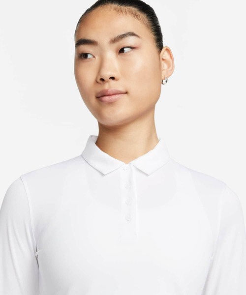 NIKE（ナイキ）の「ナイキ Dri-FIT ビクトリー ウィメンズ ロングスリーブ ゴルフポロ / Nike Dri-FIT Victory Women's Long-Sleeve Golf Polo DH2317-100 White（ポロシャツ・レディース・ホワイト・XS/XL/S/M/L/2XL）」の4枚目の写真