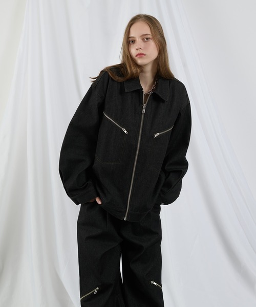 SELLE GLANT(セレグランテ)の「RIGID DENIM ZIPUP JAKET/リジットデニムジップアップジャケット(デニムジャケット・メンズ・ブラック/ダークインディゴブルー・LARGE/MEDIUM/SMALL)」の5枚目の写真