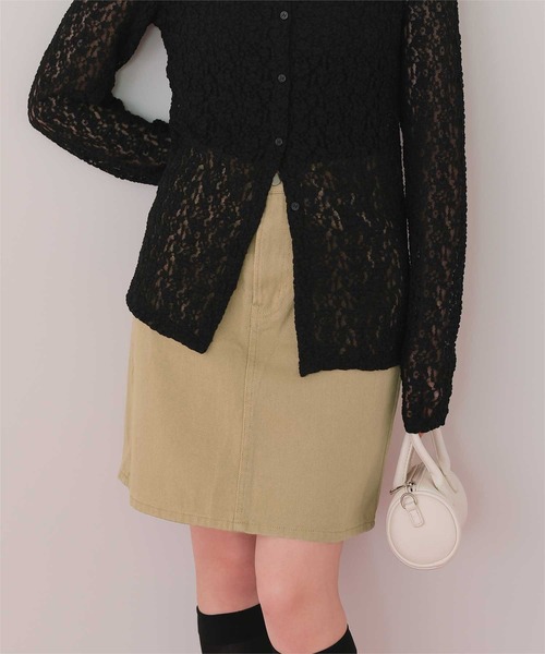 titivate(ティティベイト)の「デニムミニスカート(デニムスカート・レディース・ブラック/インディゴブルー/ブラウン/ライトベージュ・S/M/L)」の4枚目の写真