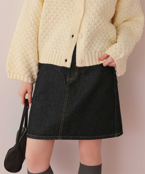 titivate(ティティベイト)の「デニムミニスカート(デニムスカート・レディース・ブラック/インディゴブルー/ブラウン/ライトベージュ・S/M/L)」の2枚目の写真