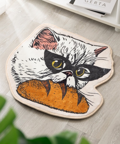 セール】もこもこ起毛マット ネコ型 ダイカットデザイン 猫グッズ